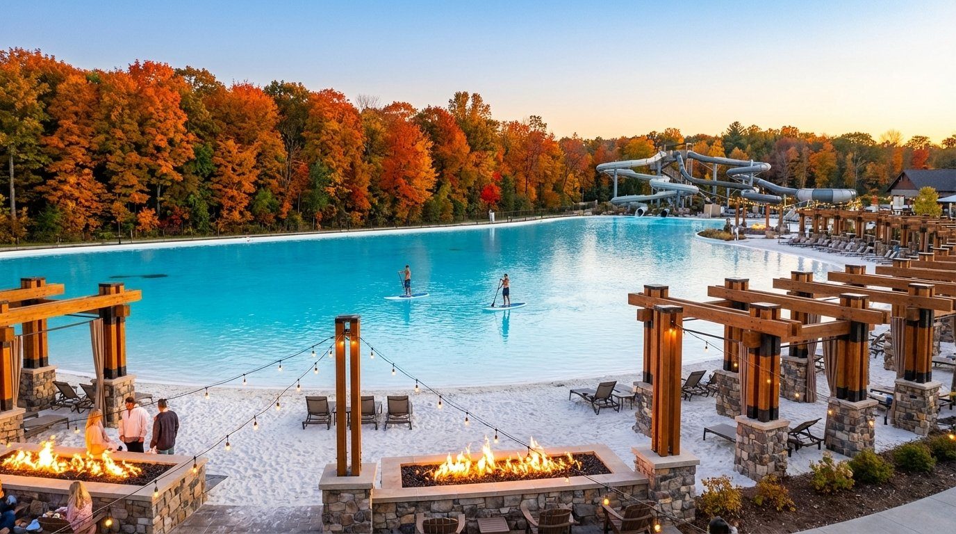 Water attractions — lagoon, beach, and water park at an ASP destination